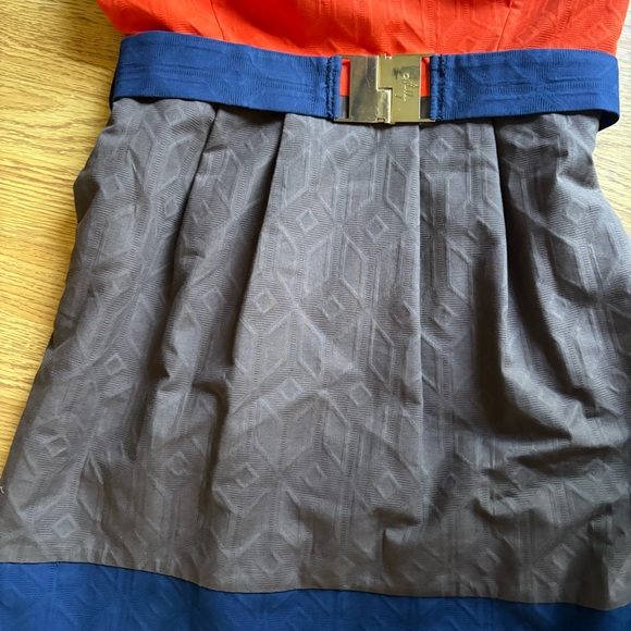 Milly brown orange blue colorblock sleeveless belted dress pockets size 8 NWT - Picture 14 of 16